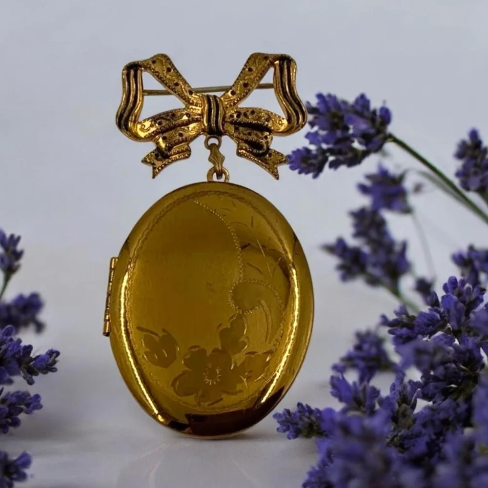 Antique c1919 Coro Locket Brooch Pin, Art Nouveau Style, Early Makers Mark, Rare - Picture 5 of 10